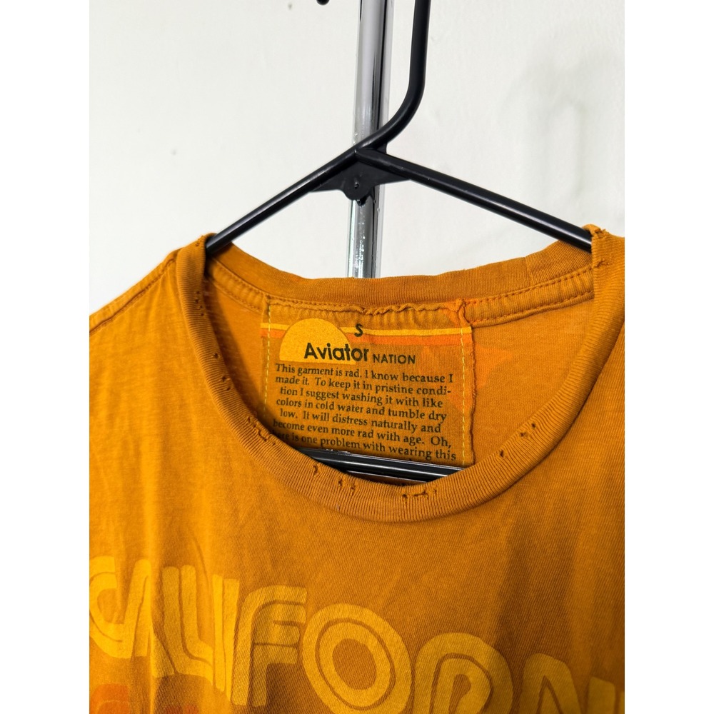 Aviator Nation T-Shirt Orange California Graphic Distressed Retro - Picture 5 of 6